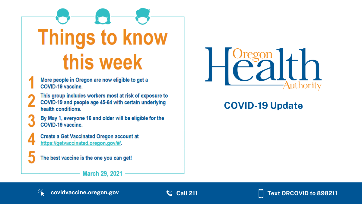 Things to know for the week of March 29: Vaccine eligibility expands to Group 6