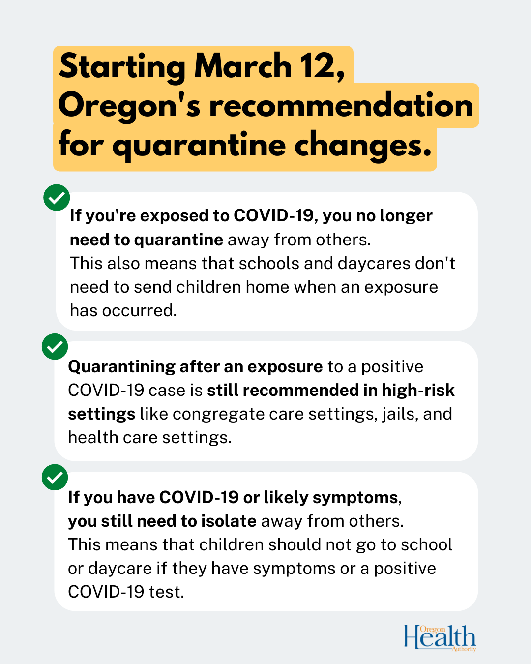 Oregon to pause quarantining March 12 as cases and hospitalizations drop
